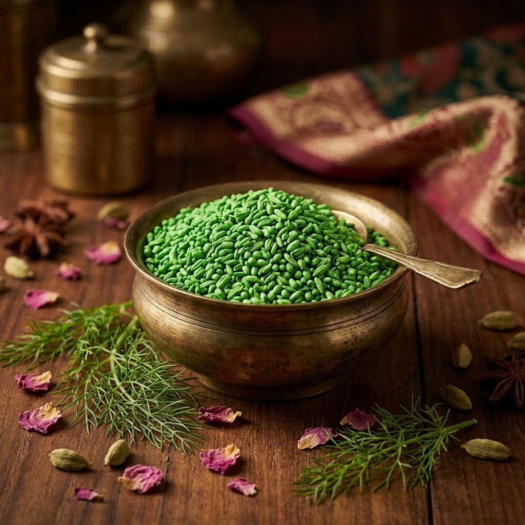 Green Madrasi Saunf Serving